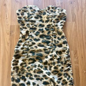 Twenty One Vintage Y2K 90’s Strapless Sexy Leopard Pint Mini Dress Size S/P